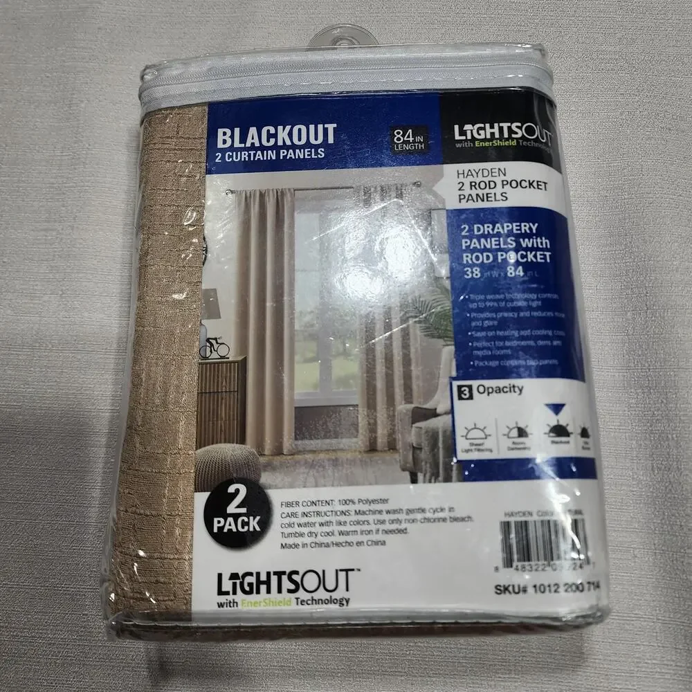 Hayden blackout curtains W38'' x L 84'' 2 rod pocket panels
